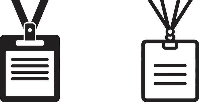 id badge with lanyard icon set. corporate employee identification and event access pass vector