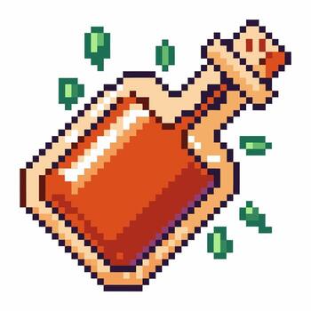 píxel Arte salud poción icono retro juego magia botella con rojo líquido, fantasía artículo, 8 poco estilo, digital aislado objeto vector