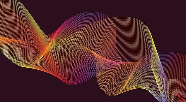 Blend Curved Wavy Lines Background Maroon Colorful Gradient Design Abstract Illustration vector