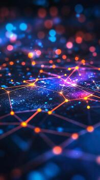 Colorful Abstract Network Design Showcasing Connectivity and Digital Technology in a Vibrant Setting photo