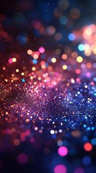 Colorful Bokeh Lights Sparkle on a Dark Background Creating a Festive Atmosphere During a Celebration. photo