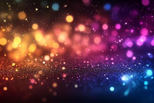 Vibrant Abstract Background With Colorful Bokeh and Sparkles at Night photo