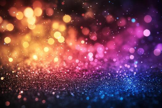 Vibrant Abstract Background With Colorful Bokeh and Sparkles at Night. photo