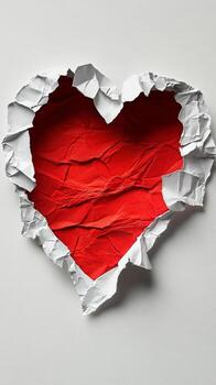 Heart Shape Emerging From Torn Paper in Creative Art Display on Textured Background. photo