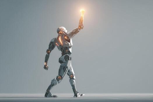 A robot holding a light in its hand photo