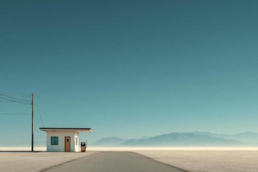 A small building sits on the side of the road photo