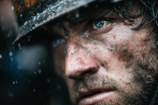 A man with wet hair and a beard looks into the camera photo