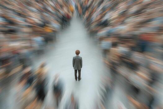 A man standing in front of a crowd of people photo
