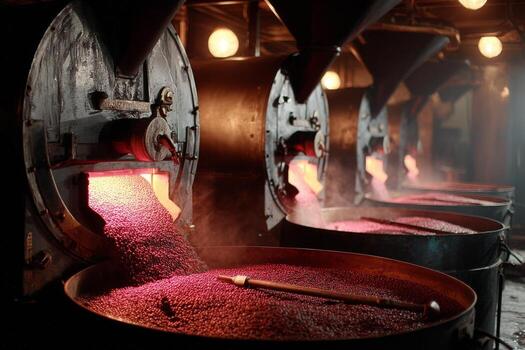 A line of red liquid being poured into a large pot photo