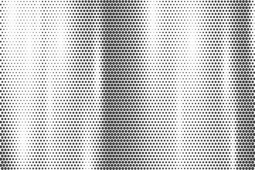 Hexagonal halftone pattern. Honeycomb fade shadow on white background. Abstract textured geometric gradient. Hex dynamic shapes. Simple grid dynamic gradation of cells. vector