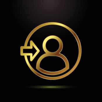 Golden user exit symbol icon vector