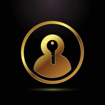 Golden key user icon vector