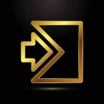 Golden exit icon for user interface vector