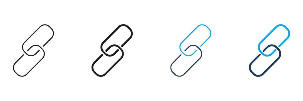 cadena enlace línea y sólido icono colocar. conectividad, redes, y Hipervínculo símbolo recopilación. digital comunicación y web navegación. aislado ilustración vector