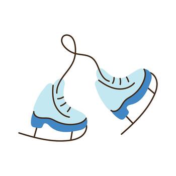 mano dibujado hielo patines colgando en cuerda vector