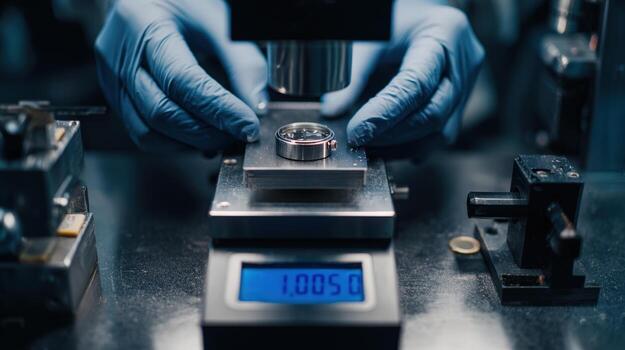 First-Person View of Waterproof Seal Testing on Watch Casing with Digital Readout photo