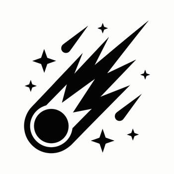 negro meteorito icono con estrellas cometa, asteroide, espacio roca, que cae estrella símbolo en sencillo estilo vector