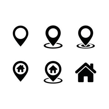 conjunto de negro ubicación y hogar alfiler iconos, GPS símbolo colección para mapas, navegación, real bienes, aplicación diseño, y usuario interfaz. vector