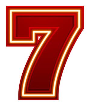 glowing number 7 with a neon light effect vector