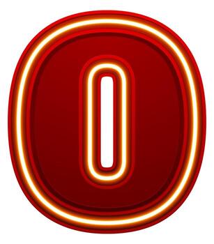 glowing number 0 with a neon light effect vector