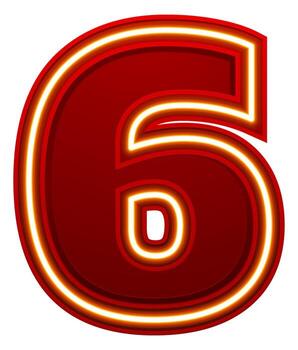 brillante número 6 6 con un neón ligero efecto vector