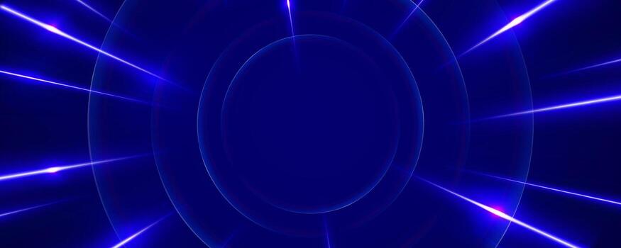 Abstract blue background with glowing circles and light rays vector