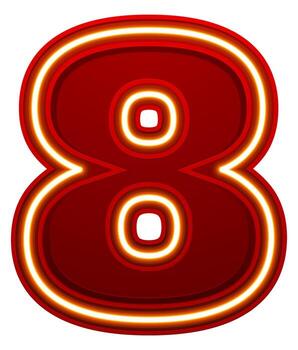 brillante número 8 con un neón ligero efecto vector
