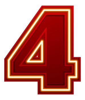 brillante número 4 4 con un neón ligero efecto vector