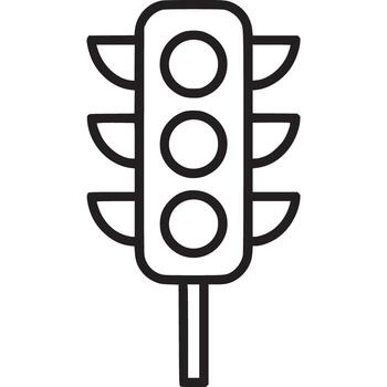 Traffic light icon isolated on white background, symbolizing road safety, transportation control, and urban navigation with a simple, minimalist design vector