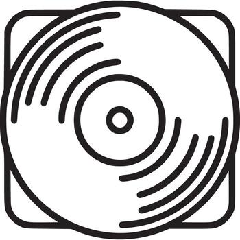 Vinyl record icon isolated on white background, representing music, retro culture, and audio entertainment with its classic design for creative projects and nostalgic themes vector