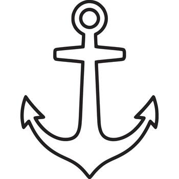 A classic anchor icon isolated on white background, representing maritime navigation, nautical themes, and seafaring adventures, with a simple and minimal design vector