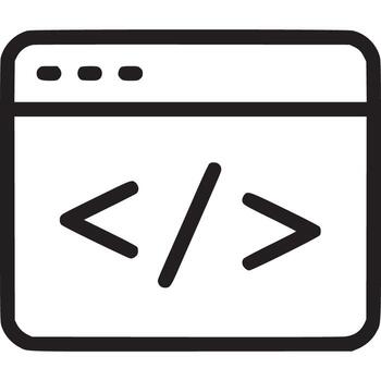 código ventana icono aislado en blanco antecedentes un símbolo de web desarrollo, programación, y software Ingenieria para moderno digital aplicaciones y sitios web vector