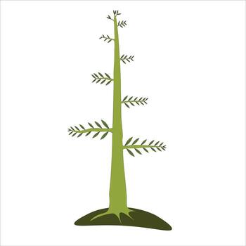 Single-leaf pine tree and grass element illustration on a white background vector