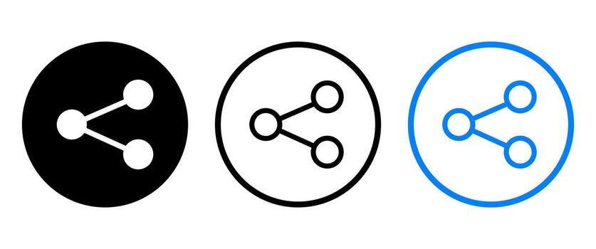 Sharing button icons, Isolate URL, Foward symbol for social media, App, website interface, Communication graphic elements, Black sign for network connection. vector