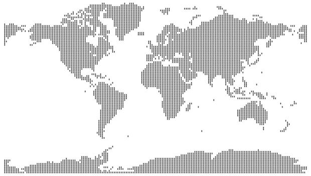 A modern rectangular vertical shape dotted world map with a stylish geometric layout. Rectangular vertical shape dot map provides a clean and sophisticated visual for any global project or website. vector