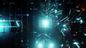 bruten vägg med annorlunda lampor reflekterad vj slinga bakgrund animering video