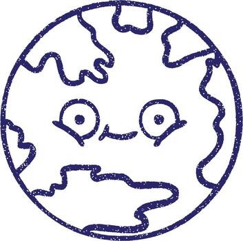 A drawing of a planet with eyes and a smile vector