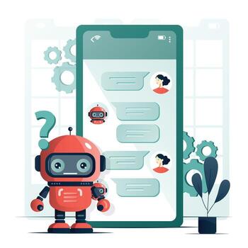 Colorful chatbot with smartphone illustration vector