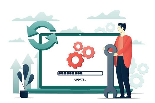 Software update process graphic illustration vector
