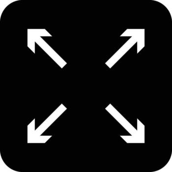 Full screen icon set. Expand size icons. Trim view sign. Enlarge screen symbols. arrows pointing outward expansions. extend image collection vector