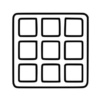 A stylish illustration of a waffle iron grid, featuring a bold black outline and a simple, minimalist design, perfect for various design projects. vector