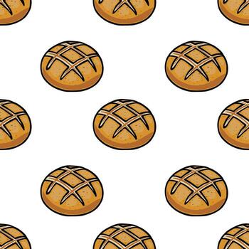 sin costura modelo de marrón dorado bollos con un distintivo rayado arriba, ideal para panadería marca o relacionado con la comida diseños vector