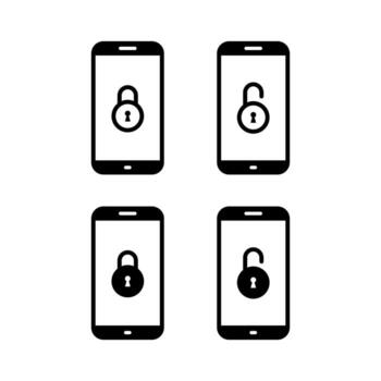 bloquear y desbloquear icono en teléfono pantalla. candado en Teléfono móvil símbolo. seguridad teléfono inteligente concepto vector