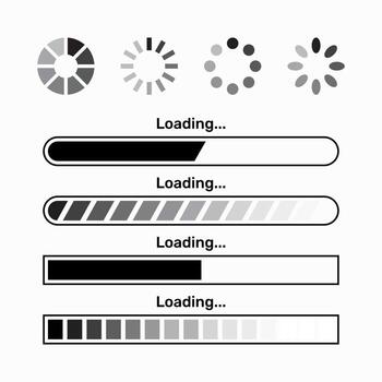 Loading process icon loading status bar round buffer download progress uploading for app web vector