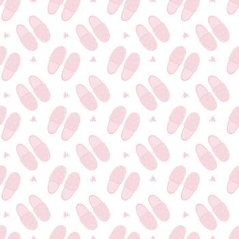 Seamless pattern with a pink slippers. pattern for home, rest, and sleepwear theme. vector
