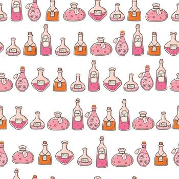 Colorful potion bottles pattern design vector