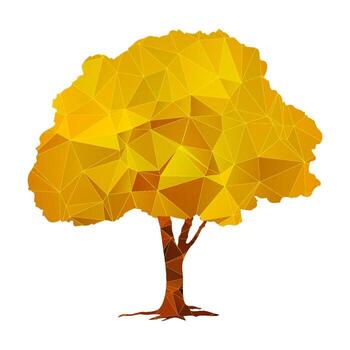 Autumn polygonal tree isolated on white background vector