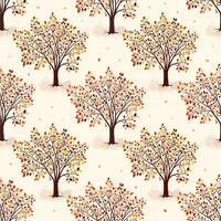 Autumn trees pattern with colorful leaves vector