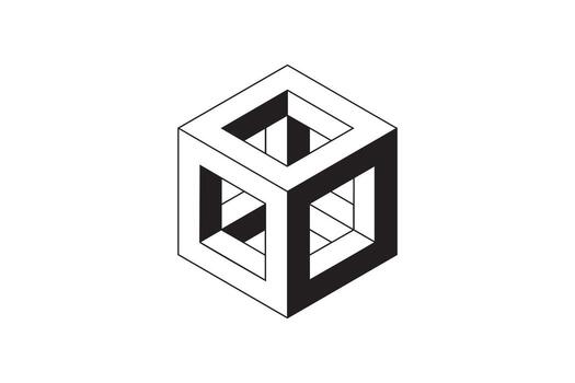 Impossible geometry cube silhouette design vector