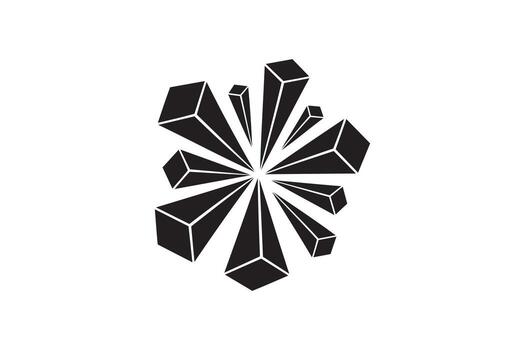 Geometric Burst Silhouette Design Abstract 3D Shape Explosion Art vector